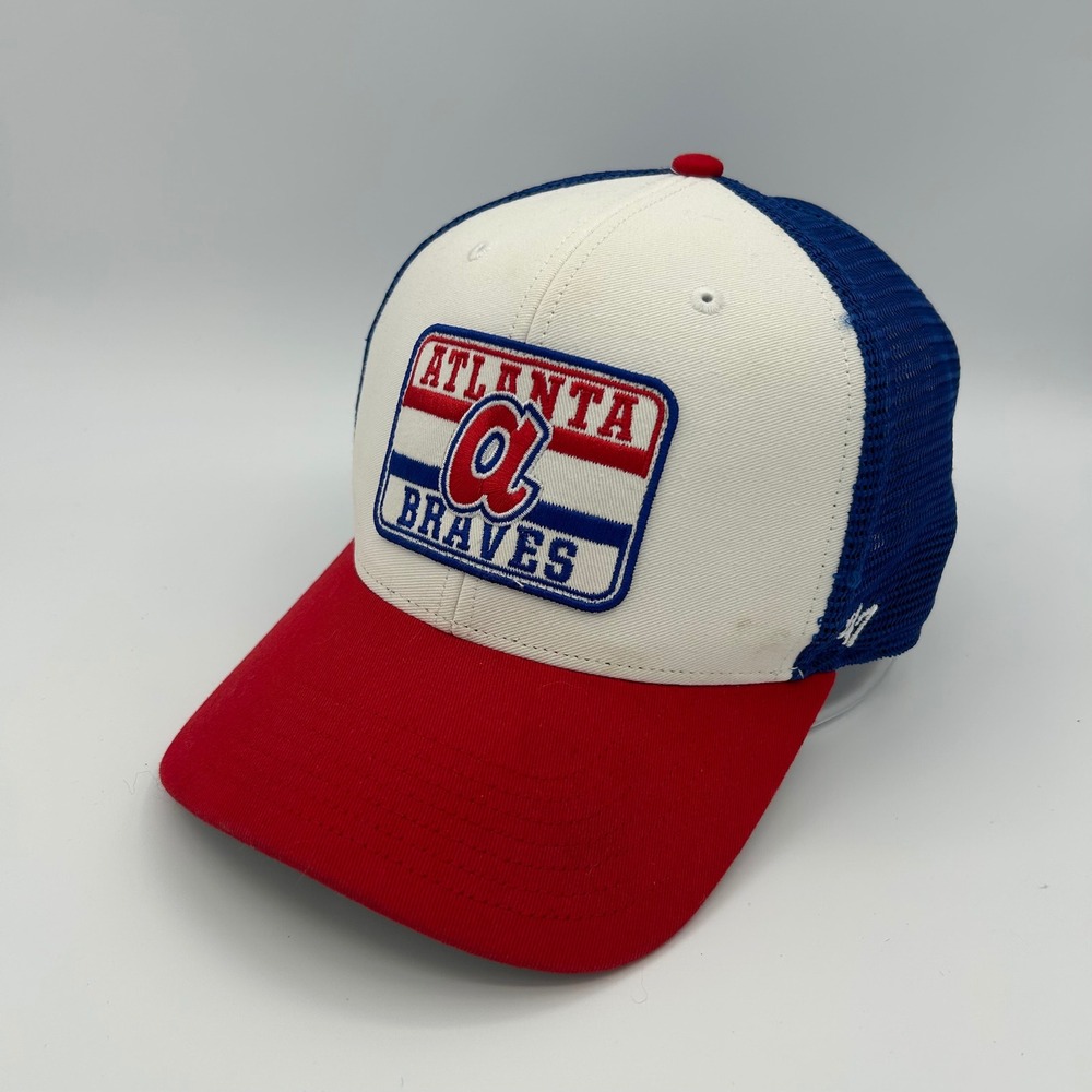 Atlanta Braves Hat '47 Brand Trucker Snapback Mens OSFA Blue White Red Sporty